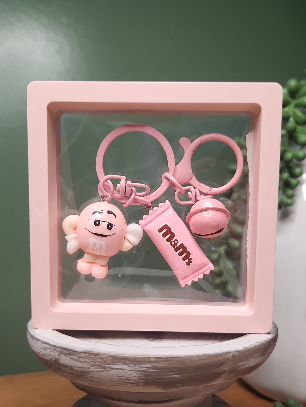 M & M Bag Charm/Key Chain, Light Pink